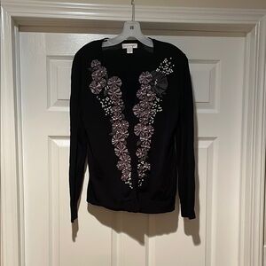 Black Floral Embellished Women's Cardigan by Christopher Banks